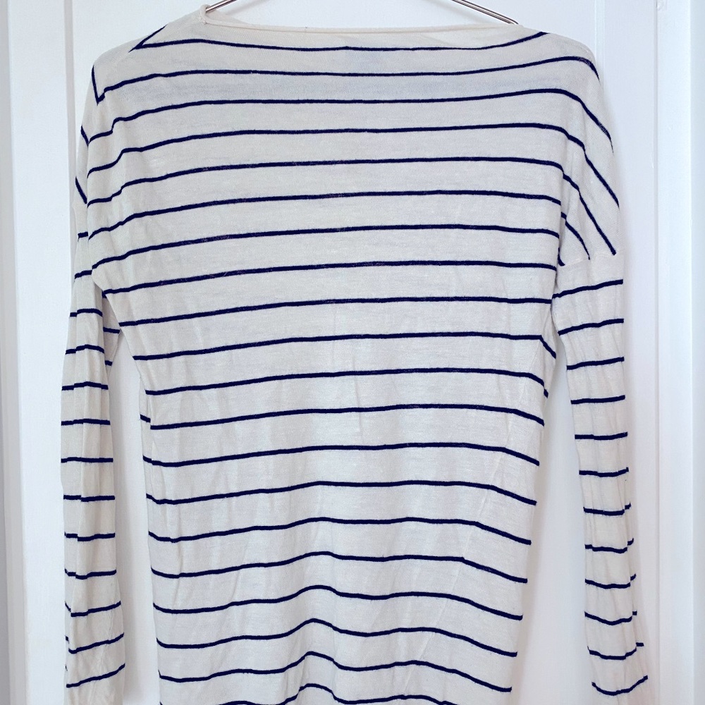 Vince white and black stripe sweater XS